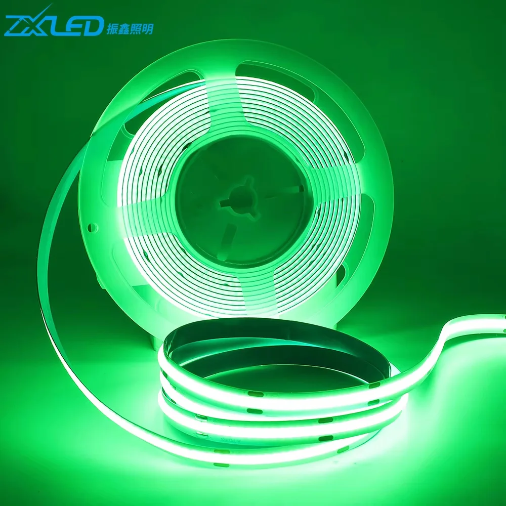 High Density flexible cob led strip 24v high quality linear light 8MM 5MM 3MM 12v 320LED green led strip light