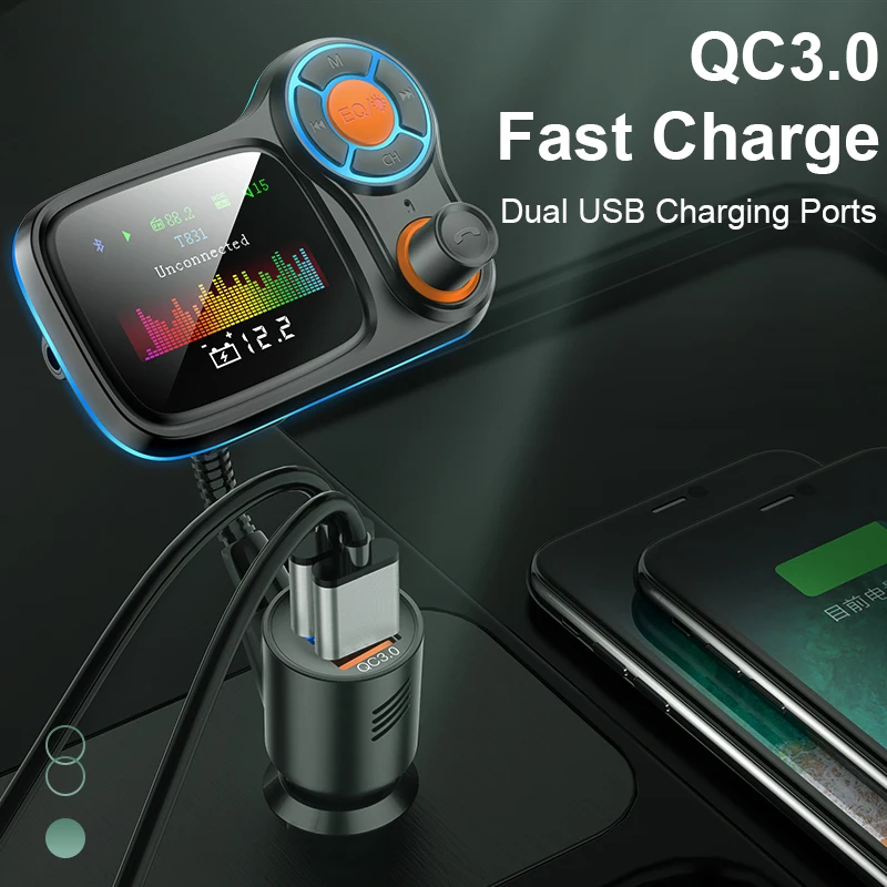 Car Mp3 Player BT Wireless Hands Free Car Kit FM Transmitter BT50.USB Charger LCD Monitor Car FM Modulator