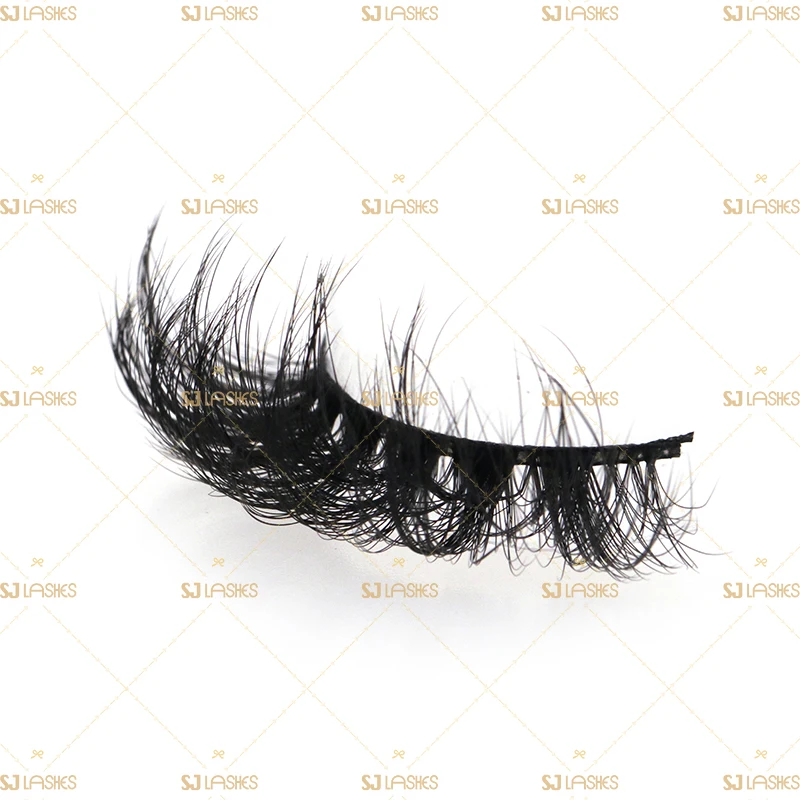 SJ Lashes Handmade Full Volume 3D Mink False Eyelashes Super Curly Fluffy Lashes Wholesale