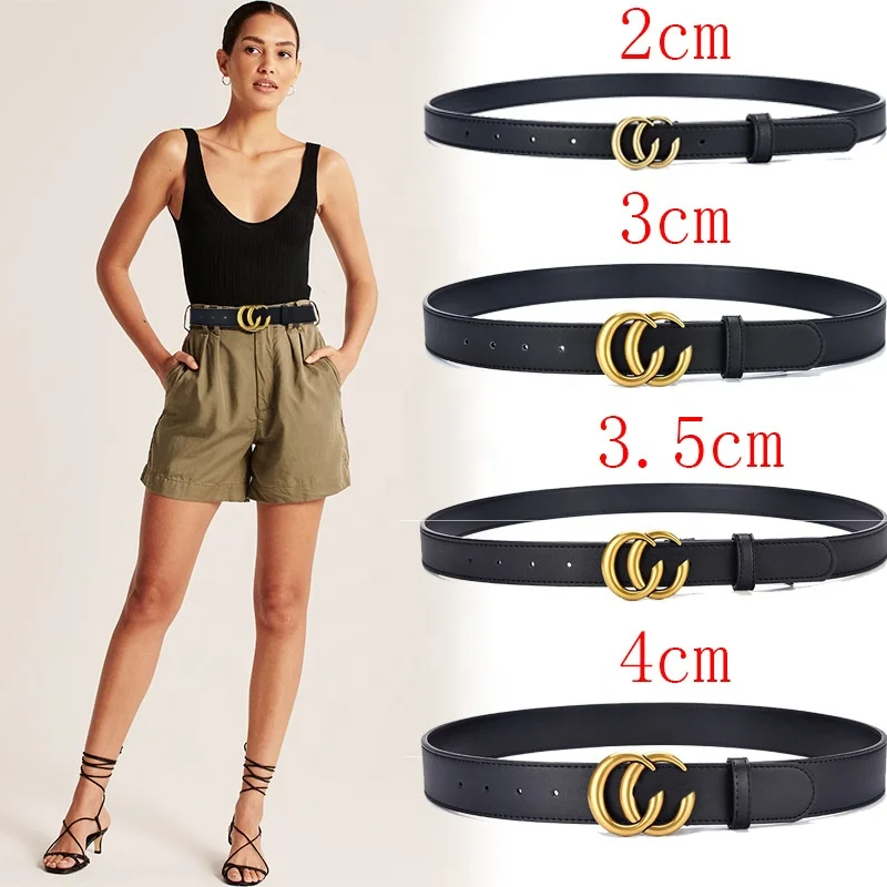 Wholesale Fashion Female High Quality PU Leather Letter Fashion CC Buckle Belt for Lady Woman Waist Belt Designer Belt