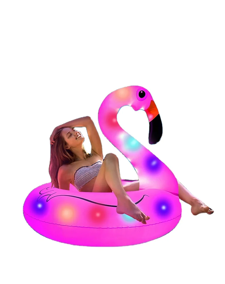 Inflatable LED light float Summer Beach Swimming Pool Party Lounge Raft Ride On Inflatable flamingo floating