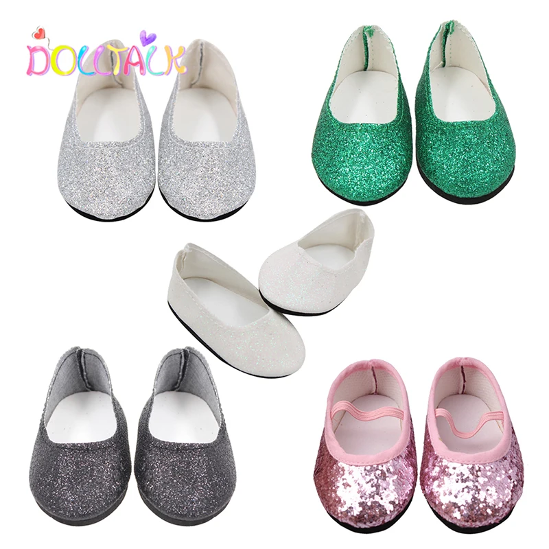 
YIWU MISU Fashion 18-inch American Gril Doll Sequins Shiny Flat Pointed Casual Doll Shoes 