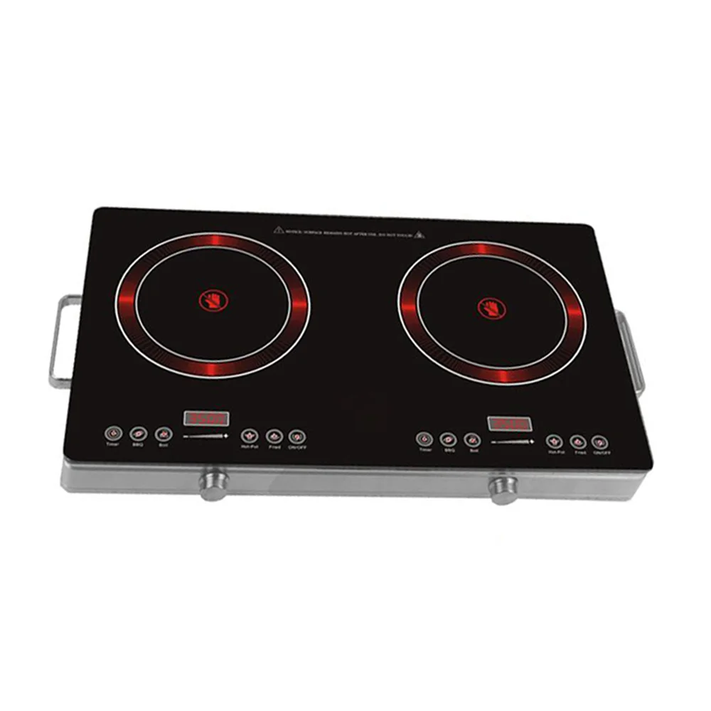 Sliver Color Aluminum Alloy Frame Home Appliances Kitchen 2 Burner Infrared Induction Cookers With Handle