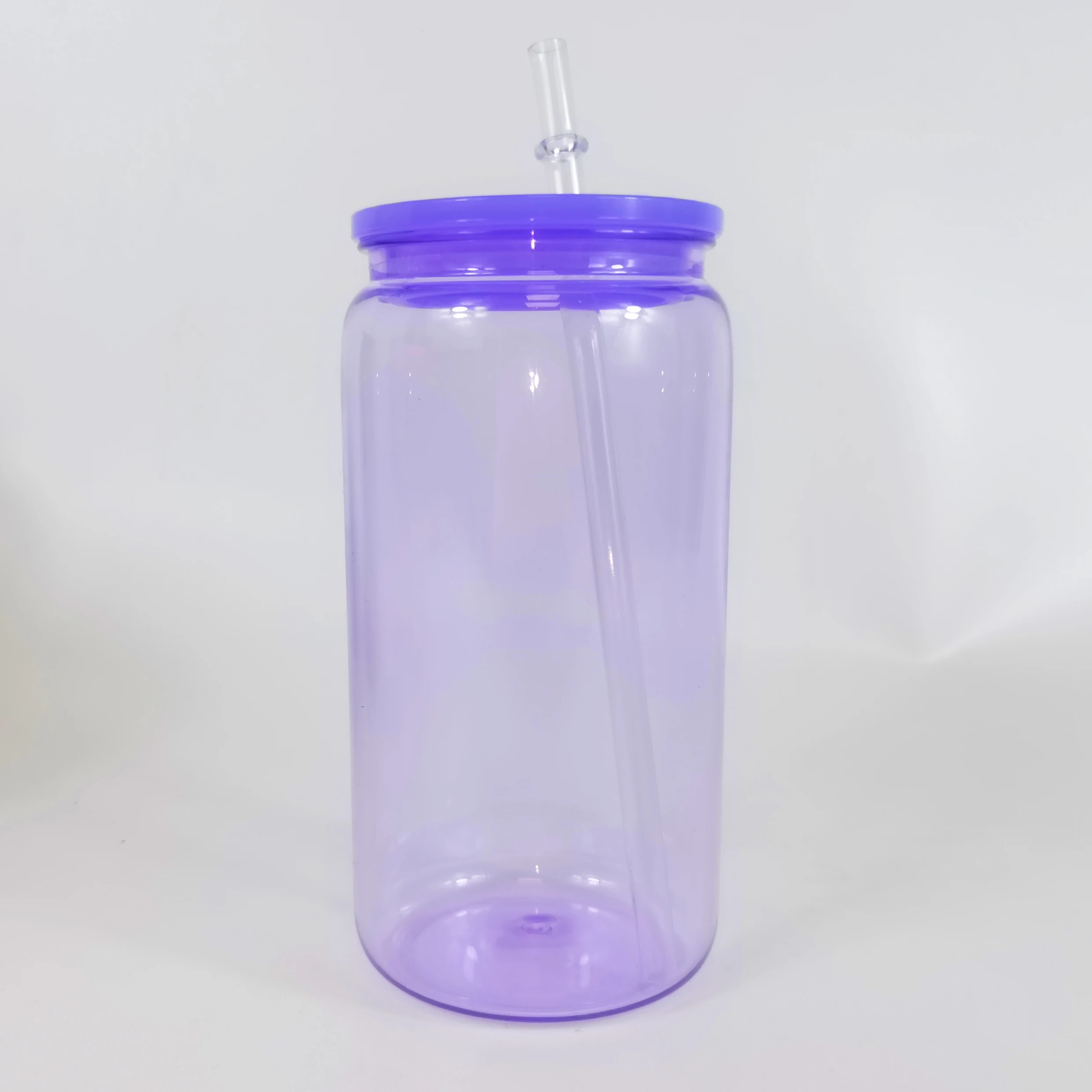 US warehouse Unbreakable plastic acrylic soda beer can jelly transparent mug plastic acrylic 16oz Coffee Mug for UV DTF wraps