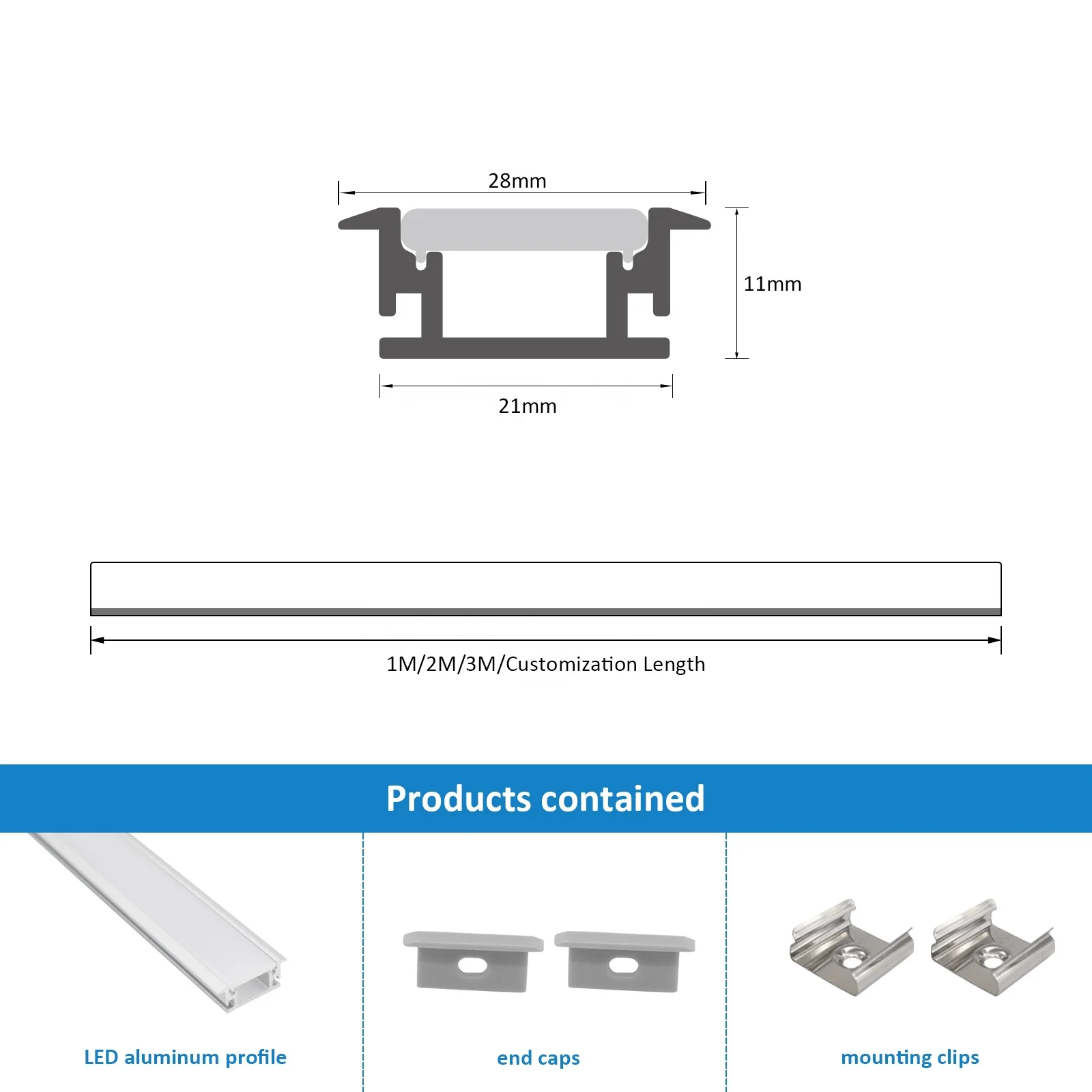 Easy Install 027 Led Aluminium Strip Silver 28*21mm Recessed Floor Aluminum Alloy Recess Led Channel
