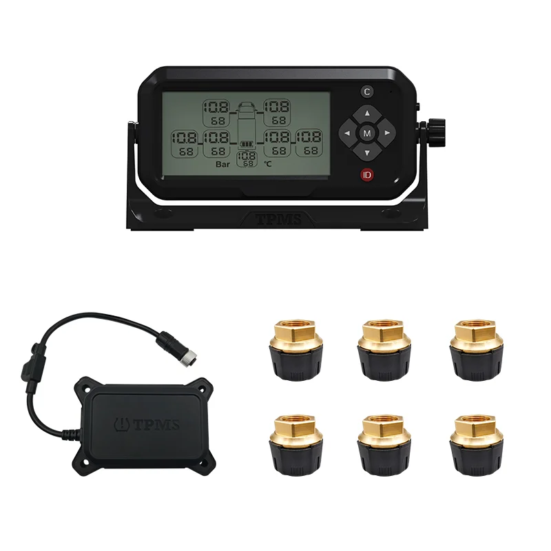 6 Wheels OTR Rs232 24V Truck Alarm System Tire Pressure Monitoring System Truck Tpms 12 Digital Ce IP67 Universal tpms
