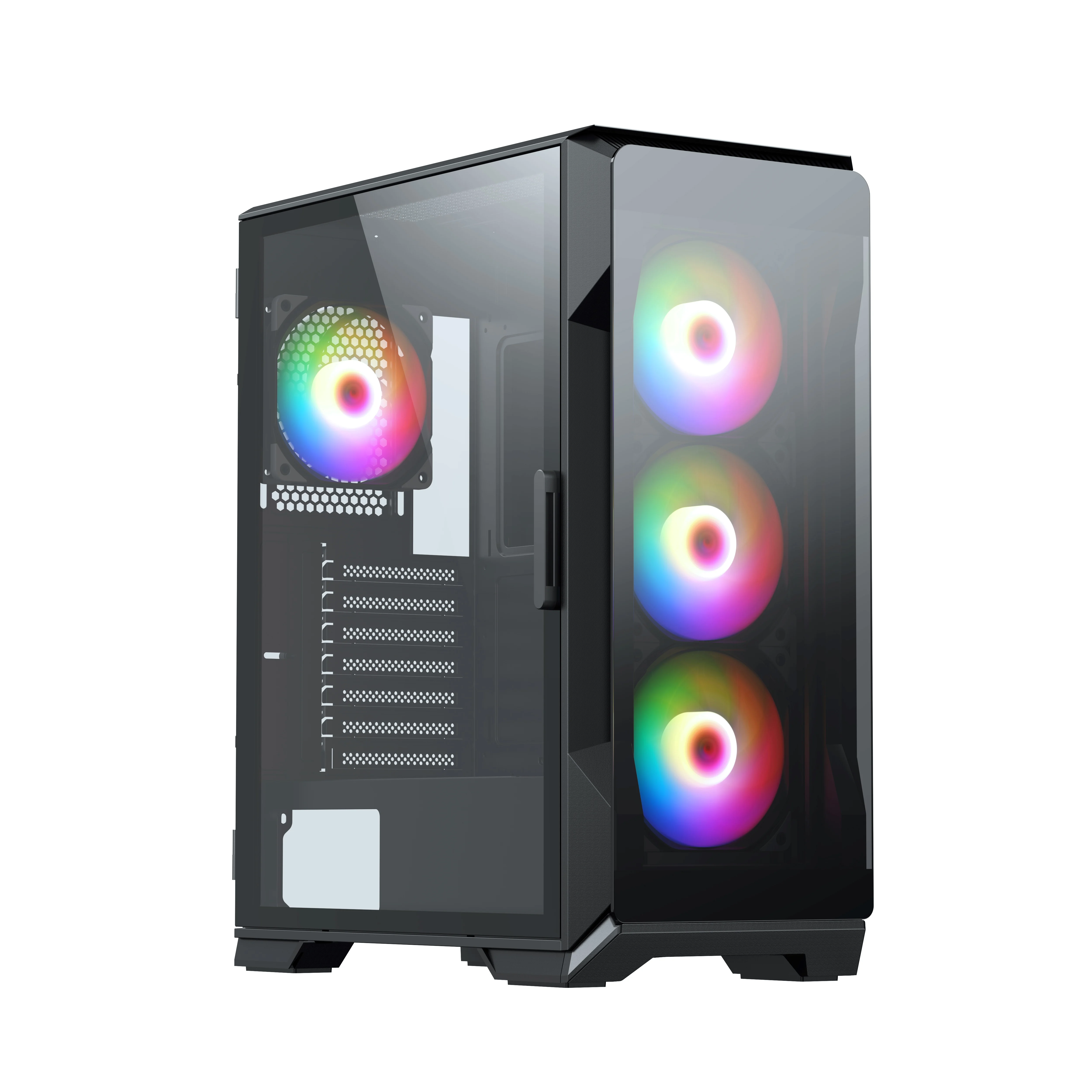 Уникальный дизайн корпус для компьютера ПК с передней панелью игровой со съемным закаленным стеклом в наличии 7 слотов сервер