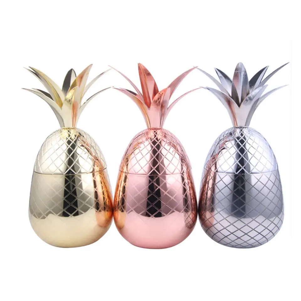 Amazon Hot Sales Fashion Creative Wine Cocktail Pineapple Cup , Moscow Mule Copper Mug , Pineapple Stainless Steel Cup