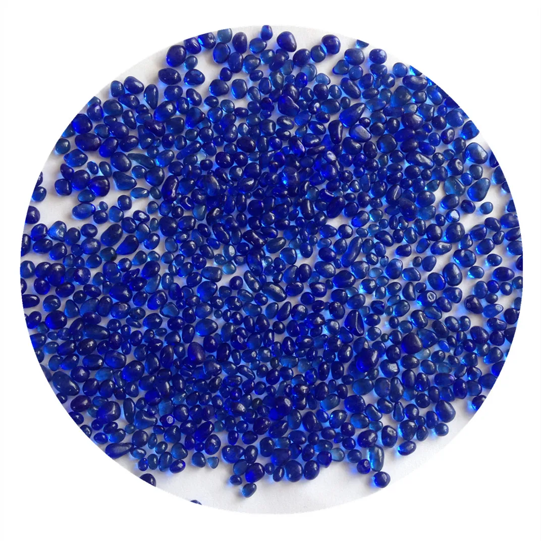 2-4mm Dark Blue Swimming Pool Irregular Glass Beads