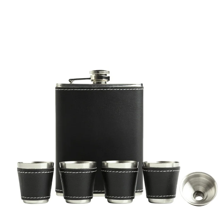 
Stainless Steel Hip Flask Sets With Shot Cups and Wooden Gift box 