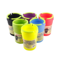 Portable Cheap Wholesale Colorful Cup Shaped Glow In The Dark Luminous Plastic Butt Bucket Car Ashtray