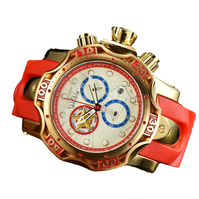 2022 новые модные дизайнерские Invict Марвел Капитан Америка клоун Человек-паук часы мужские Роскошные Кварцевые часы