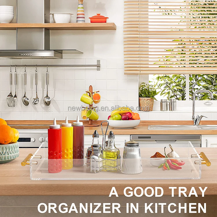 Factory Price Custom Acrylic Tray Table Clear Acrylic Tray With Handle Coffee Table Tray