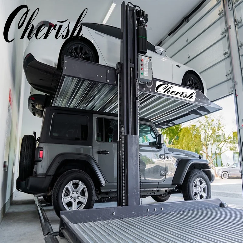 2 post hydraulic parking system double stacker vertical car parking lift