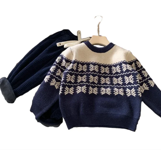 Autumn and winter new Korean version of the pullover jumper 2024  retro snowflake jacquard sesame point thick jumper