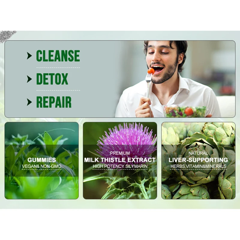 Good Quality Promotional Yummy Gluten Free Liver Detox Gummies With Milk Thistle