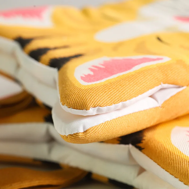 Cartoon Animal Cat Paws Oven Mitts Long Cotton Baking Insulation  Mitts Microwave Heat Resistant Non-Slip Kitchen Mitts