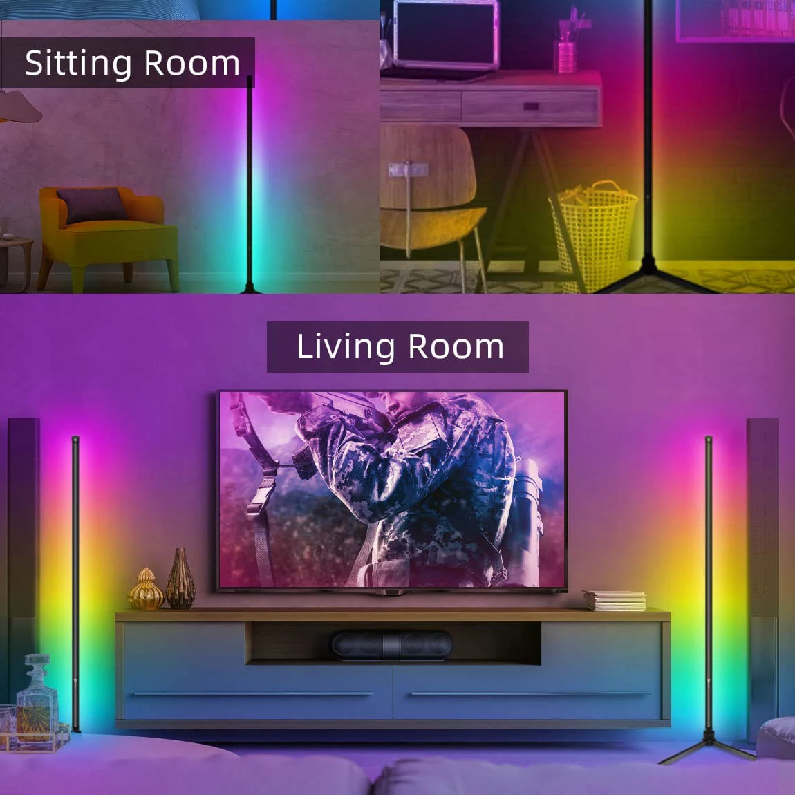 Modern bedroom black led simple floor light  base color changing minimum corner stand smallest corner rgb lamp