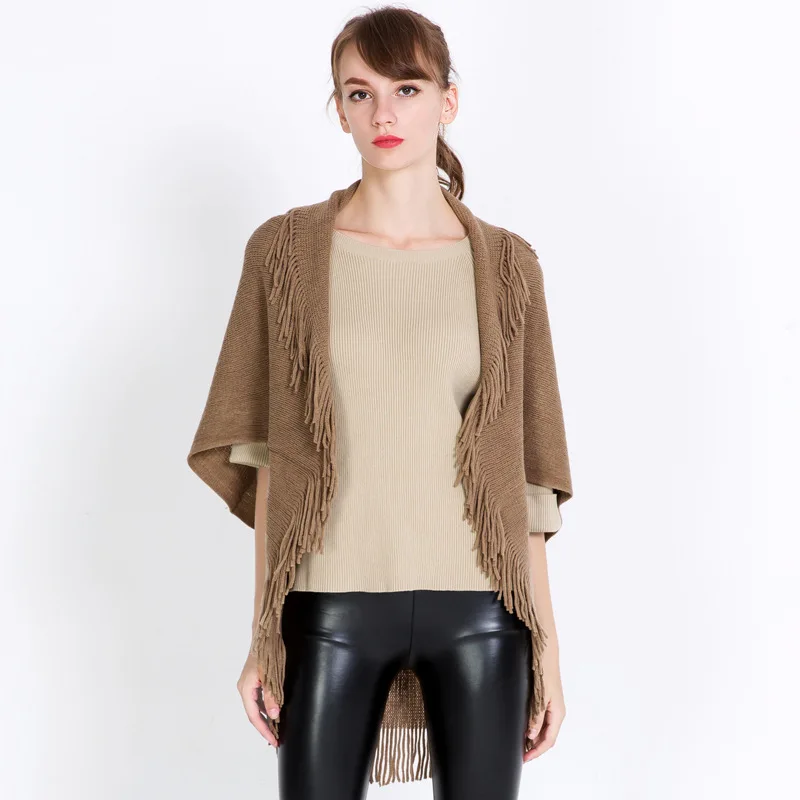 2021 fashion spring autumn acrylic shawl high quality warm knitted knitted cardigan shawl