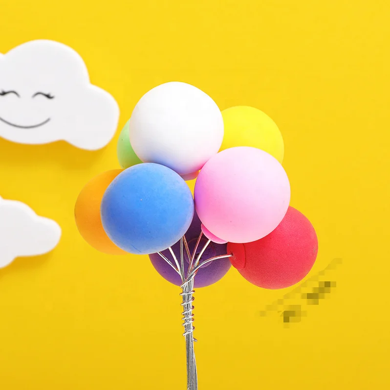 Mini Balloon Cake Toppers Colorful Cake Topper Round Clay Balls Cupcake Toppers for Kids Birthday Baby Shower