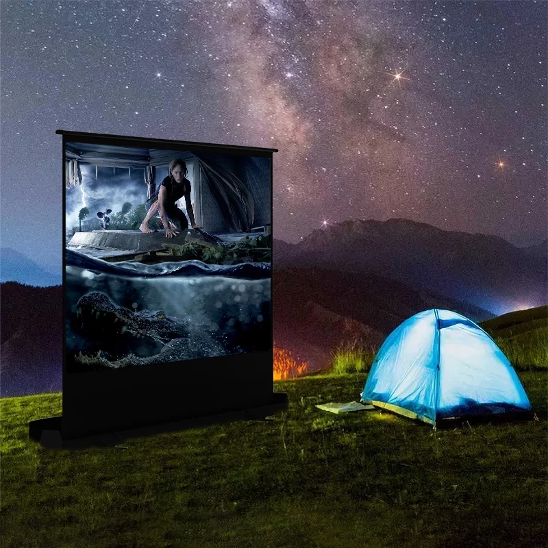 100 inches portable projector screen pull up rising  floor standing projection screen