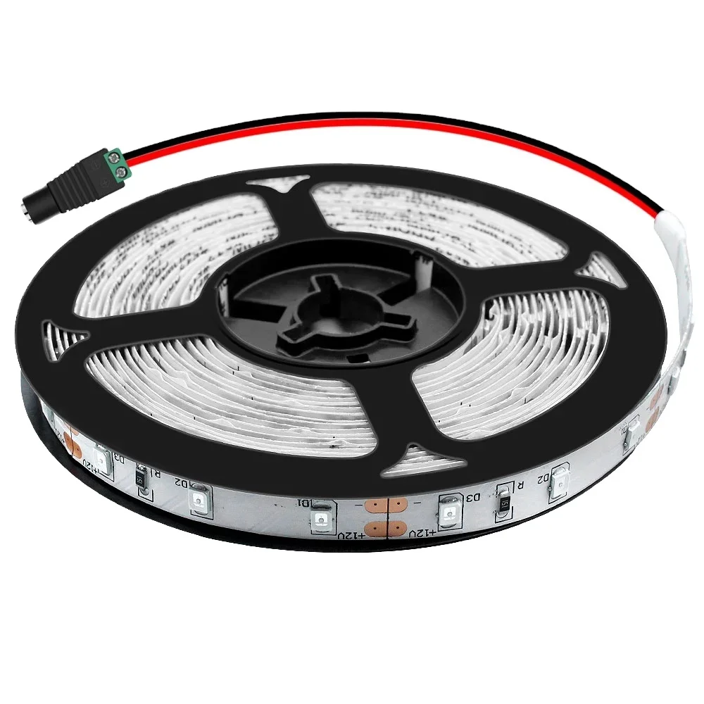 
16.4feet (5meter) 12V DC 60Watt SMD2835-300 60LED/M 395nm 400nm UV Black Light LED Strip Light Cuttable Non-waterproof 