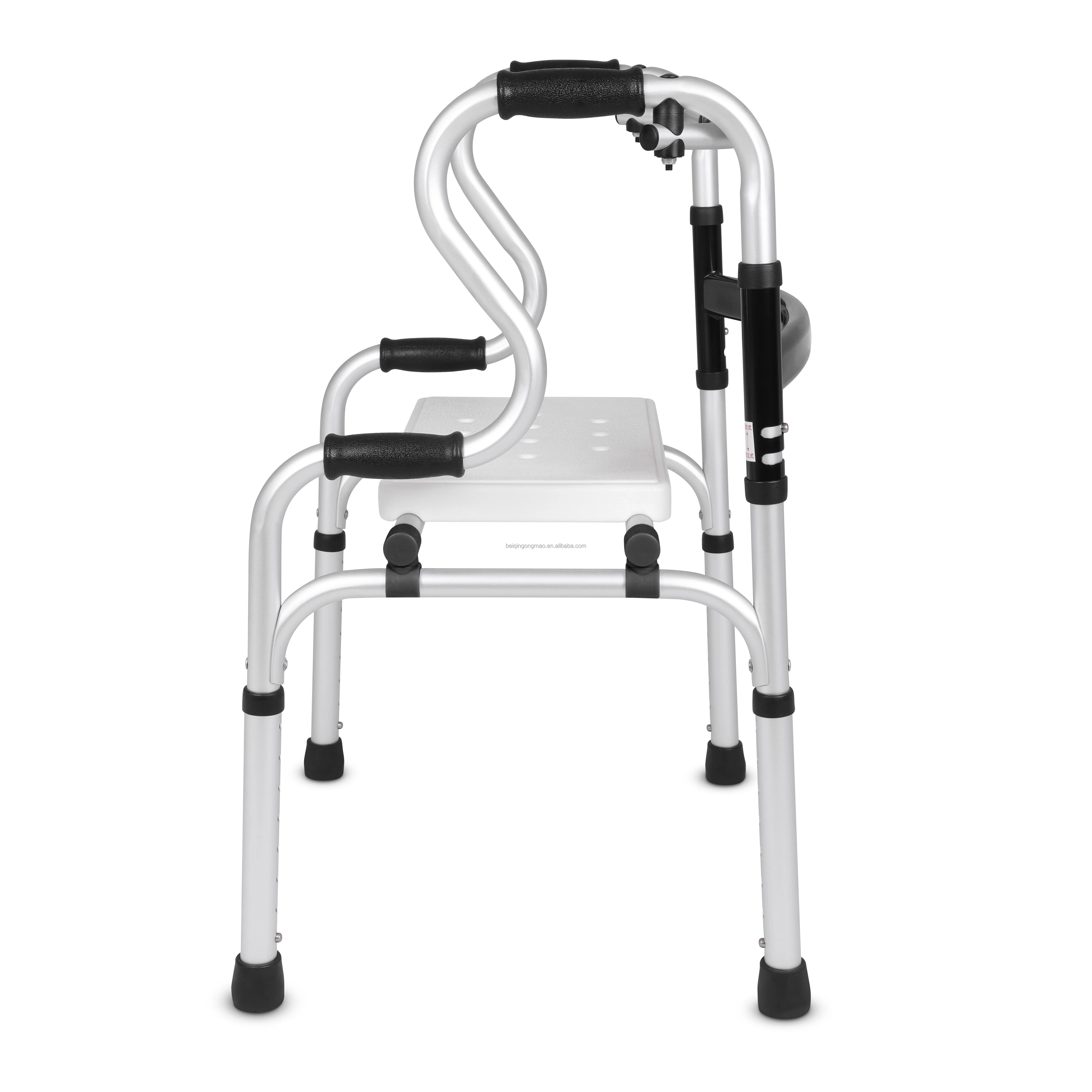 Rehabilitation Rollator Adjustable Anti Backfall Lower Limb Training Walking Stand Steel Walker Aid for Disabled Adults