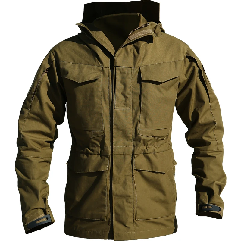 Spring/autumn outdoor waterproof windbreaker breathable long section M65 army tactical jacket for men