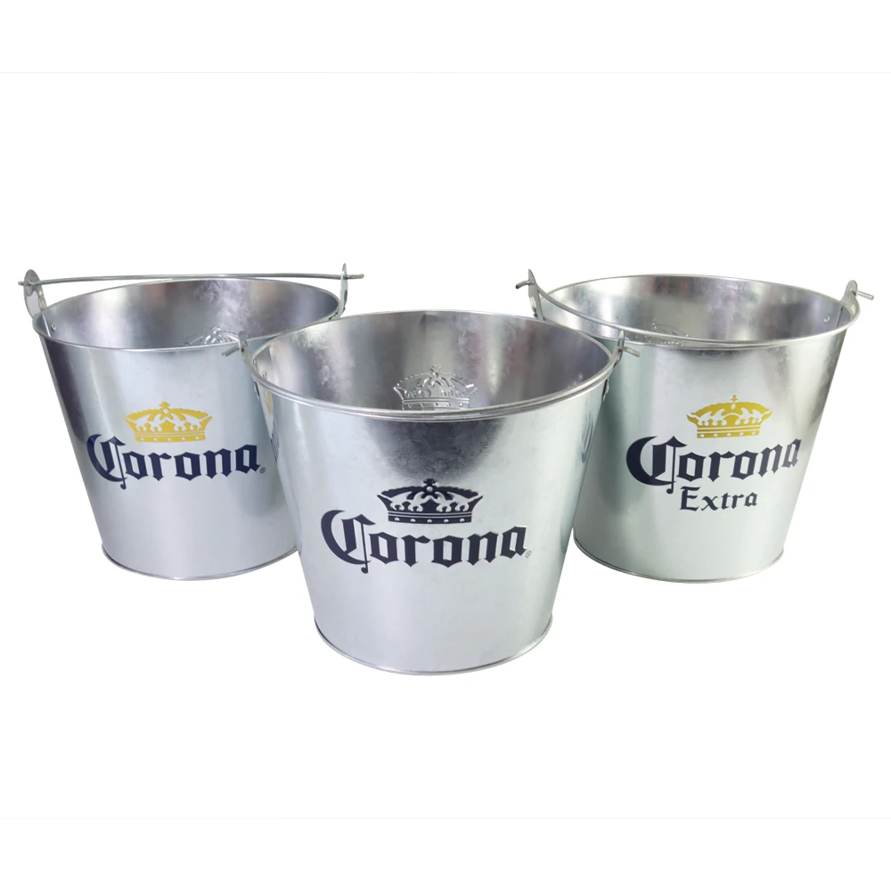 3L 5L 6L 8L 10L 15L 20L 30L round square oval screen printing varnishing galvanized metal beer ice bucket for promotion