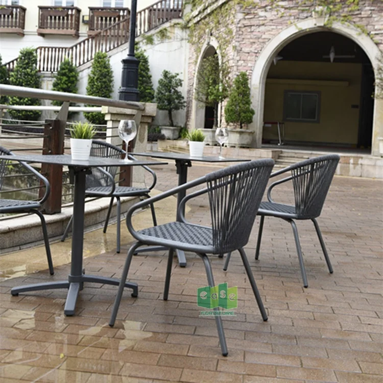 Nordic style high quality rope woven 5 star hotel furniture outdoor rope dining garden chairs