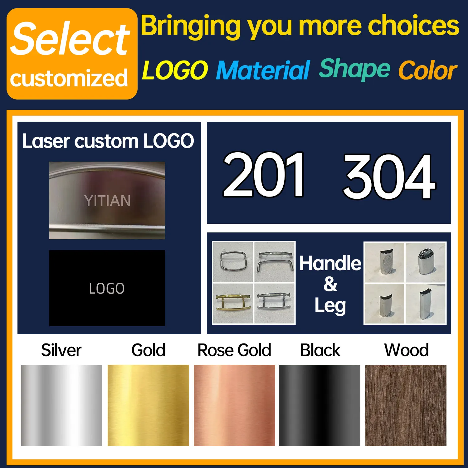 YITIAN Factory Supply Luxury Chafing Dish Buffet Set Stainless Steel Chafing Dishes Heating Display Food Warmer Set