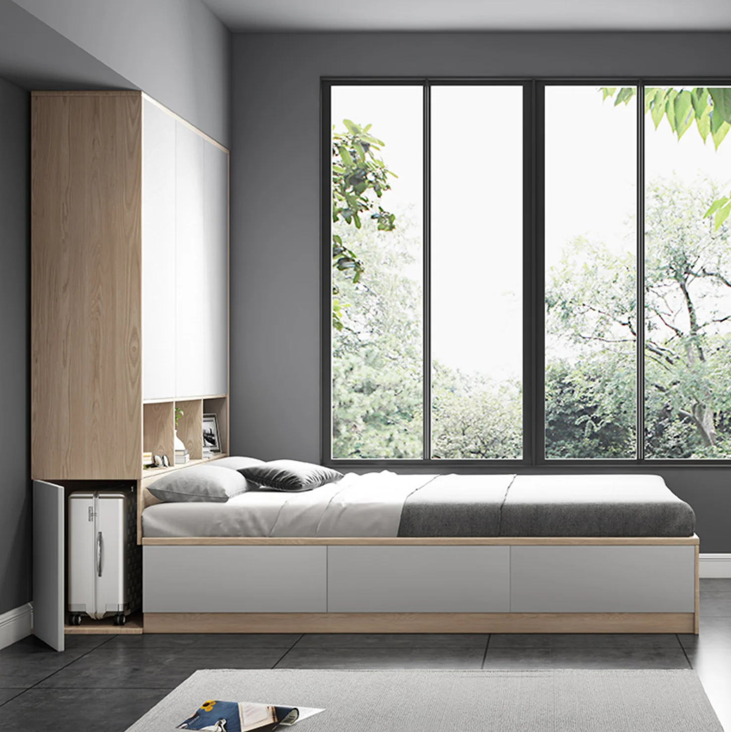 Luxury Custom Modern Furniture Set Frame Design 1.8 M Drawers Solid Wooden Beds Double Wood Bed With Storage