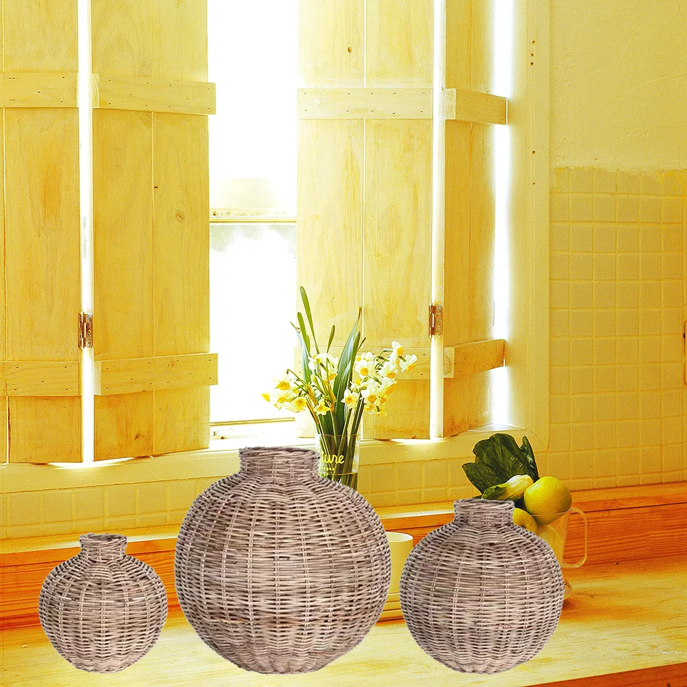 2023 latest style  handmade bamboo rattan decorative  home decor  floor vase large home decor vase