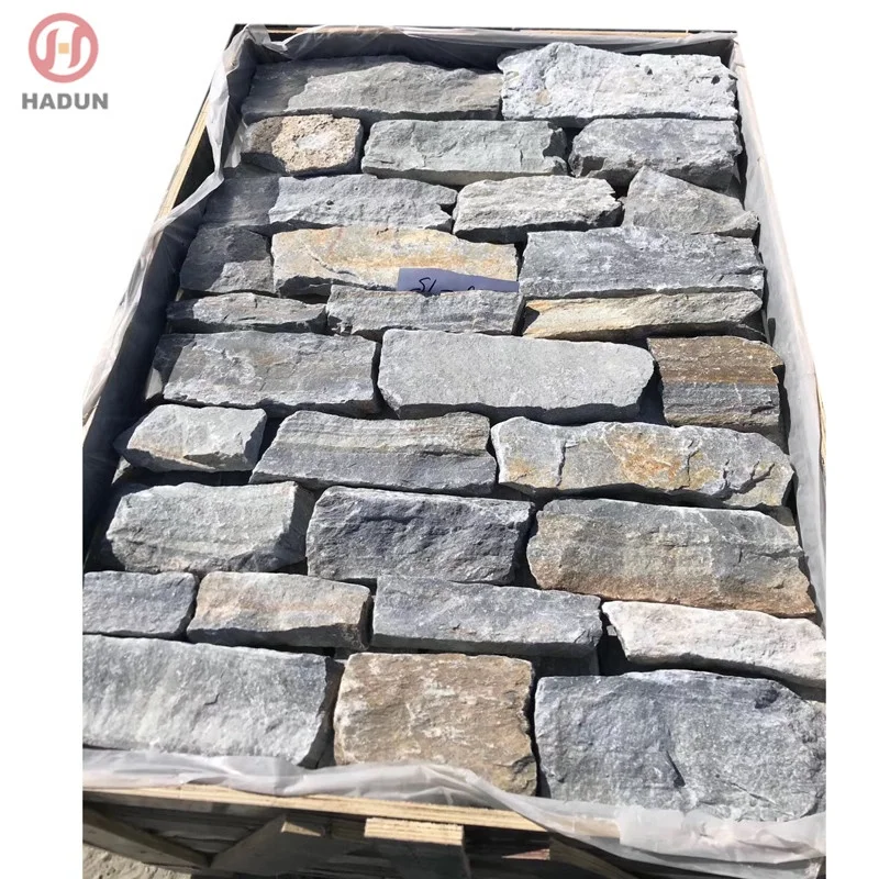 Blue limestone stack stone wall cladding natural veneer supplier