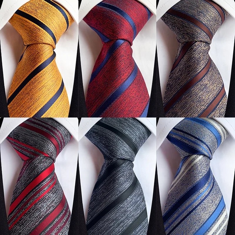 2023 New 8cm Men Polyester Jacquard Necktie Stripe Tie Formal Dress Accessories Professional Business Bridegroom Tuxedo Necktie