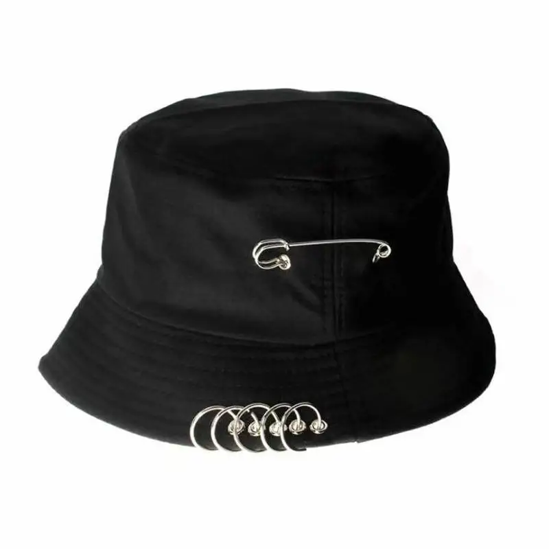
New design brooch cotton fisherman hats customized wholesale folding bucket caps unisex 