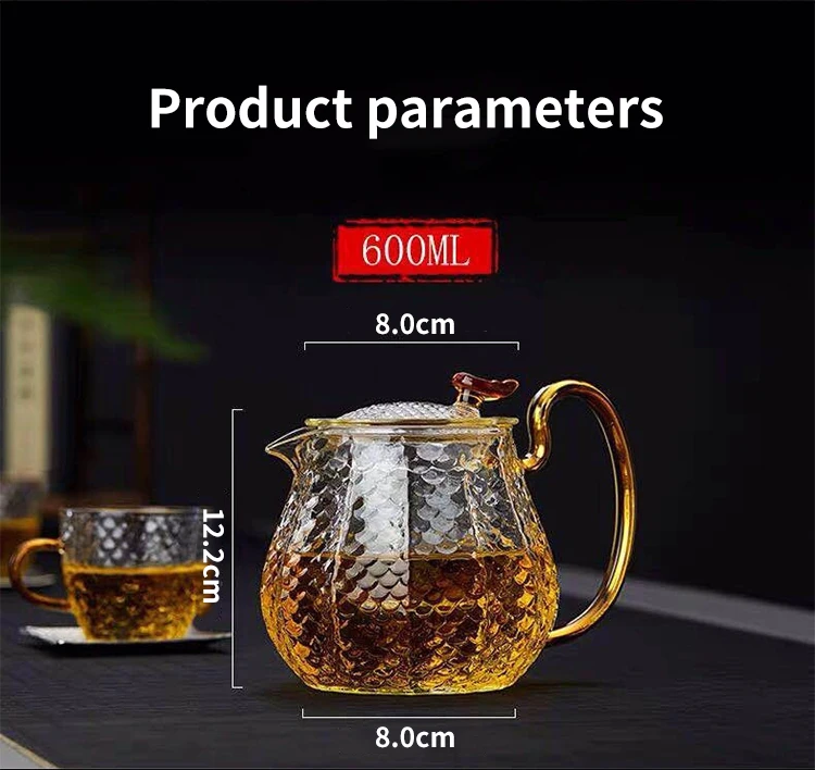 Hammered Retro Teapot Tea Set Household High Borosilicate Glass Dragon Incense Pot
