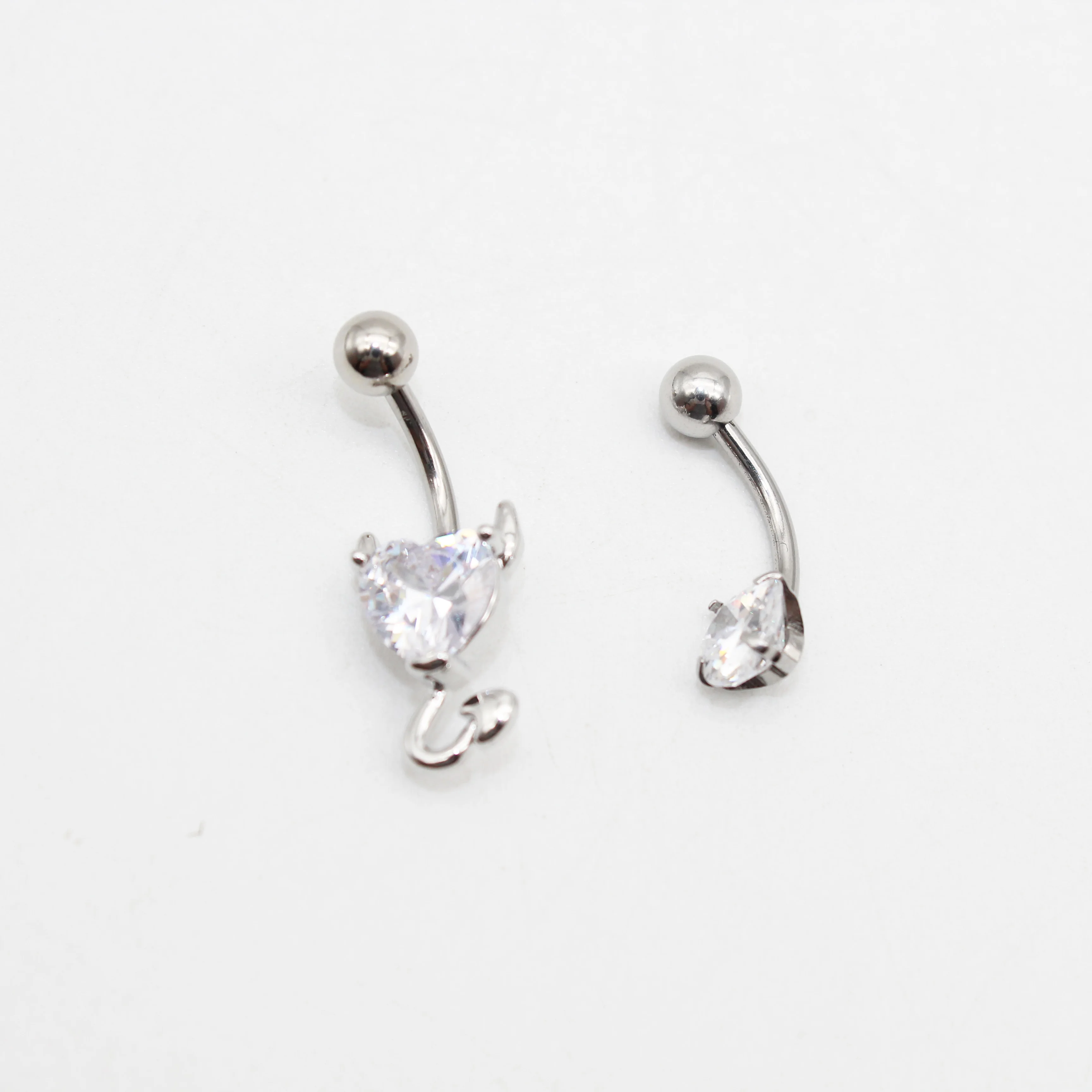 Jachon unique zircon navel ring silver jewelry stainless steel Belly Button ring  butterfly navel nail body piercing jewelry