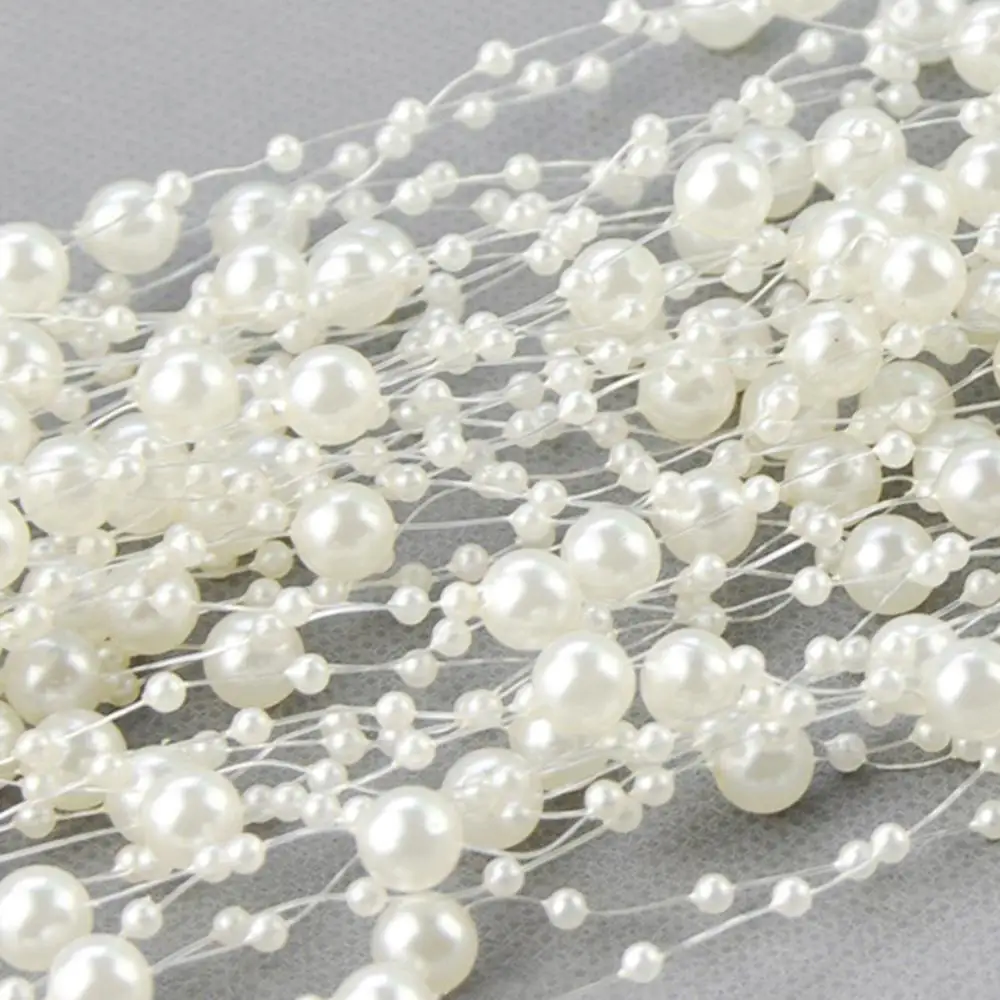 60 Meters Garland Flowers DIY Wedding Party Decoration 8+3mm Fishing Line Artificial Pearls Beads Chain String