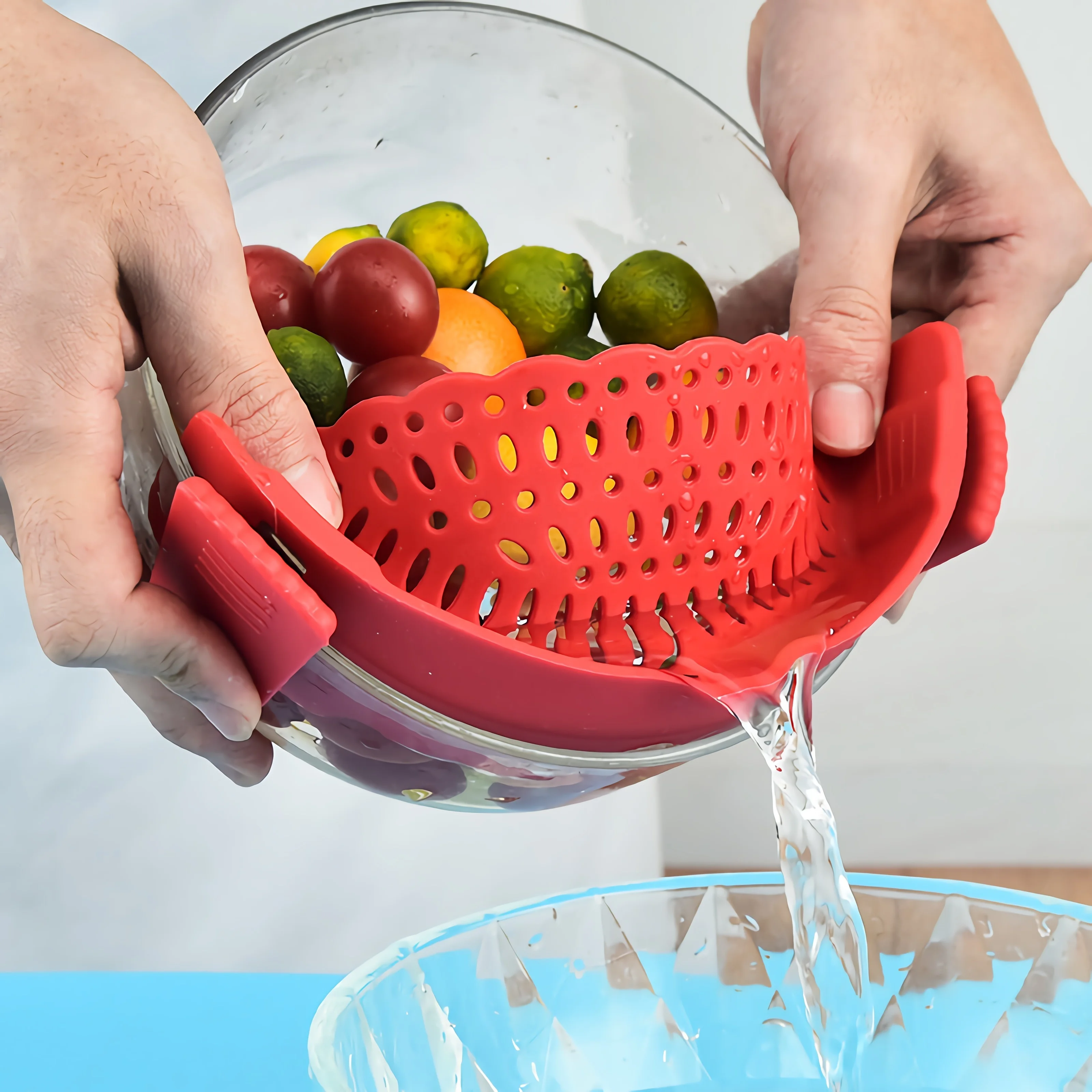 2025 Factory Hot Sale Fits All Pots and Bowls Dishwasher Safe Colander Silicone Clip on Strainers With 2 Clip