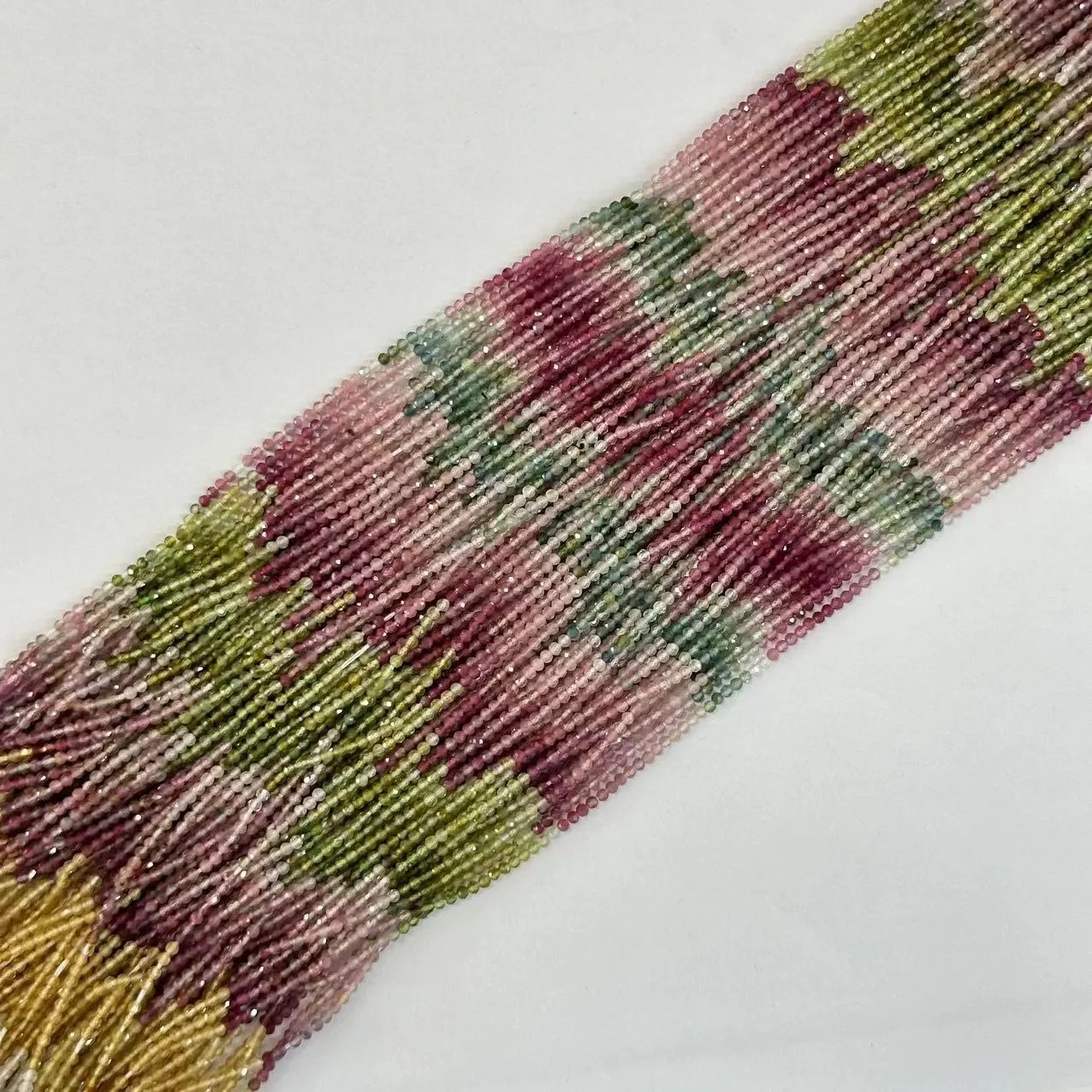 Natural Rainbow Tourmaline Beads Micro Faceted 2mm Round Multicolor Gemstone for Jewelry