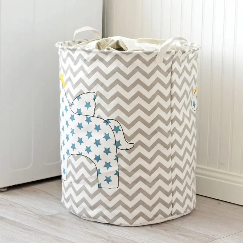 
Large Hamper Bucket Waterproof Coating Cotton Laundry Collapsible Washing Cute Canvas Storage Basket 