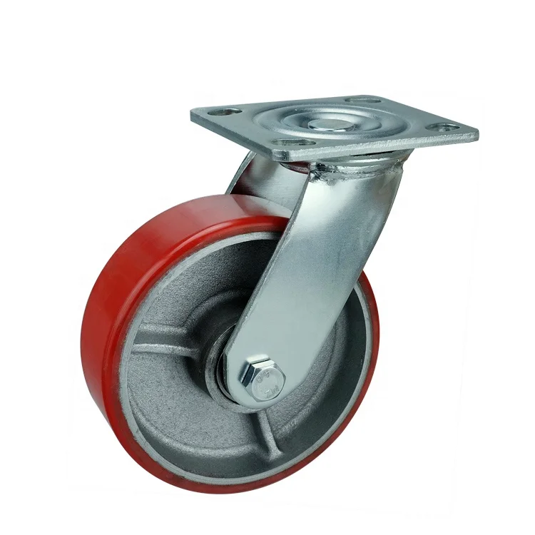  Heavy Duty Polyurethane Casters 5 Inch Red PU Caster Wheels