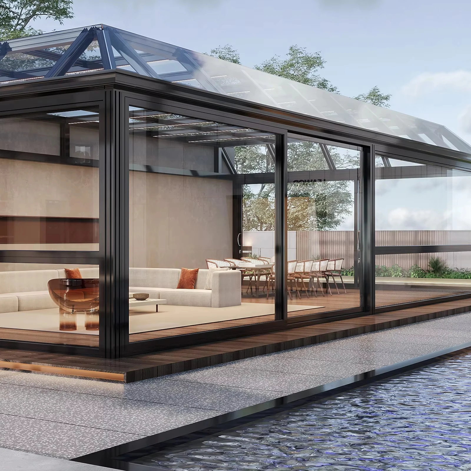 glass house winter garden aluminum luxury customization freestanding aluminum sunroom
