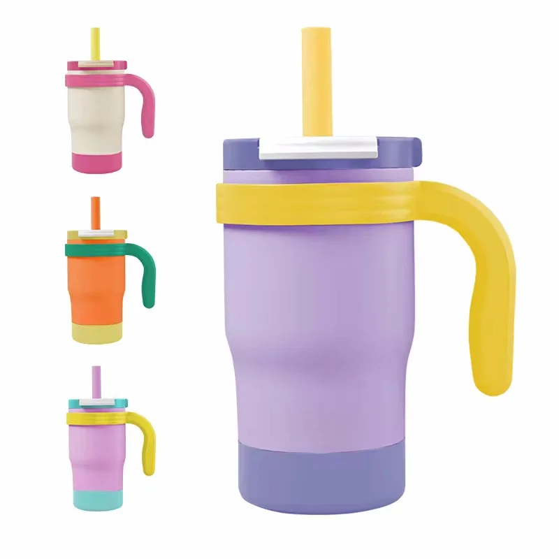 14 Oz Cup Double Wall Kids Tumbler Stainless Steel New Hot Custom Logo Kids Sports Travel Mugs Kids Water Bottle HANDGRIP 14OZ