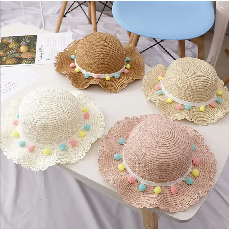 Лидер продаж 2023, Детская Высококачественная пляжная соломенная шляпа и сумка с мультяшным бантом для маленьких девочек, комплект для детей