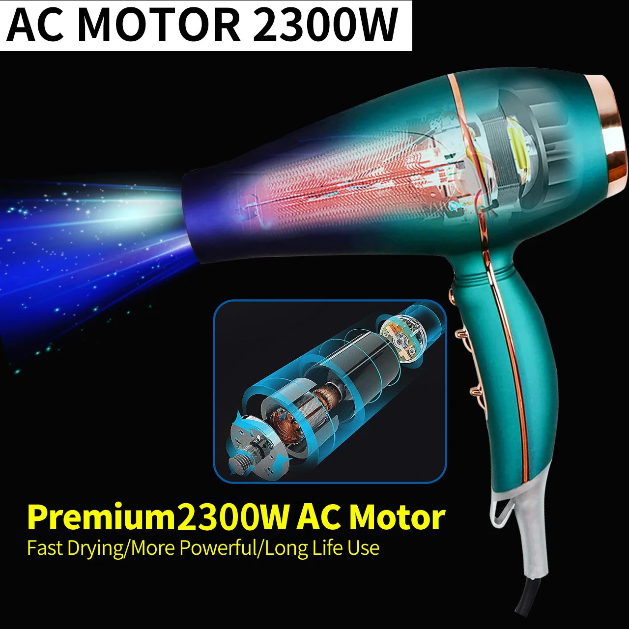 Professional Best Quality 1800W High Speed Quick Dry Constant Temperature Hot and Cold Negative Ion Hair Dryer