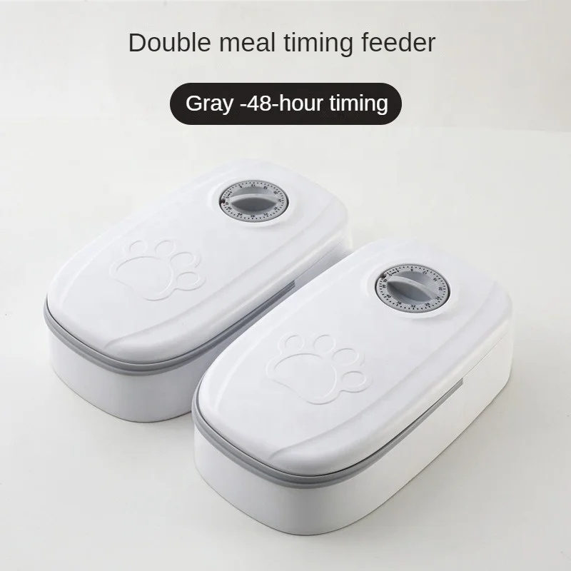 Timed Double Pet Dog Cat Feeder Bowl Automatic Use Cats Food Bowls Quantitative Dogs Feeding Products