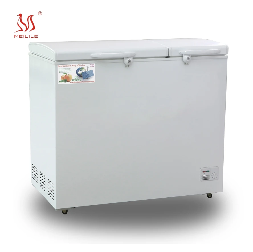 Meilile BCD-155 24v Solar Fridge 155L Dual Zone Two Lids Battery Fridge Freezer Refrigerator