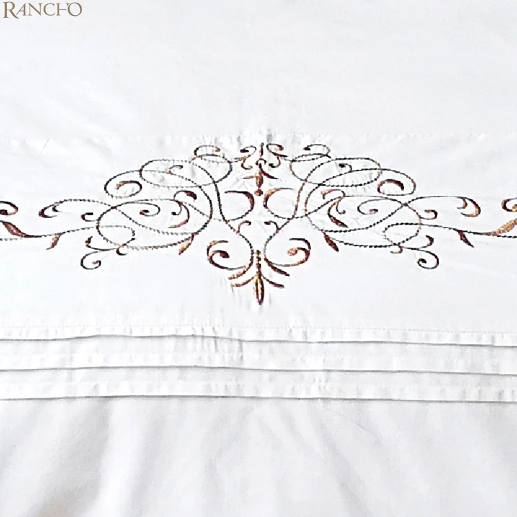 King Size Luxury Embroidery Bedding Sheet 100% Cotton Duvet Cover Set bed sheet